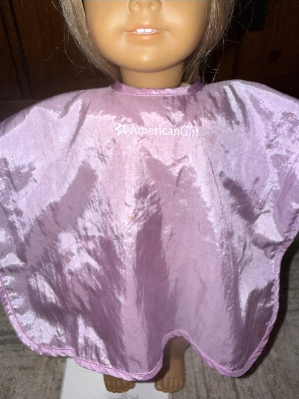 American Girl purple salon cape